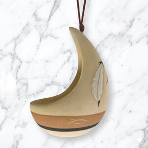 Vintage Southwestern Crescent Hanging Etched Sgraffito Feather Design Planter